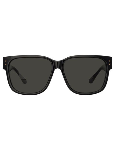 LINDA FARROW PERRY D-FRAME SUNGLASSES IN BLACK