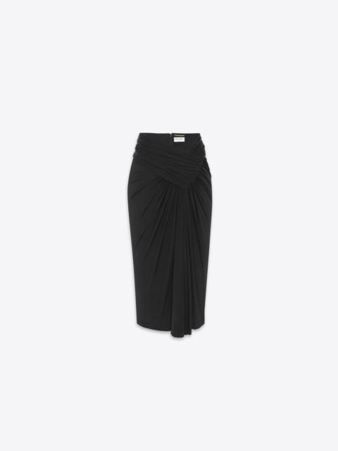 SAINT LAURENT draped pencil skirt in shiny jersey