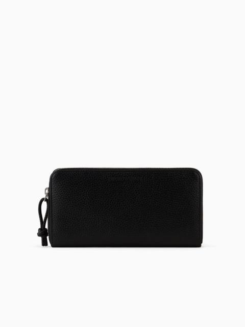 EMPORIO ARMANI Tumbled leather wallet with wrap-around zip