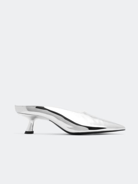 SIMONMILLER Chrome Pointed Gala Mule In Silver