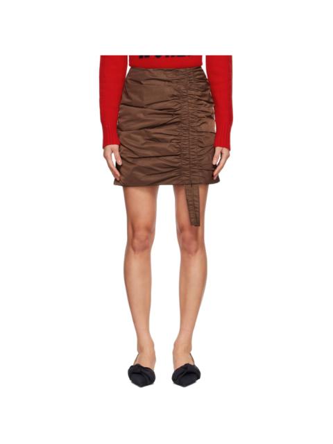 GANNI Brown Ruched Mini Skirt