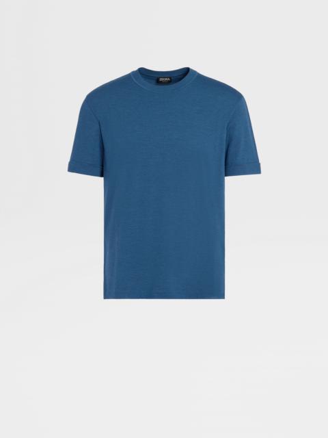 ZEGNA TEAL BLUE MÉLANGE 12MILMIL12 WOOL T-SHIRT