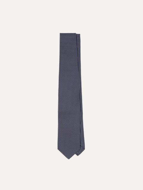 Drake's Navy Micro Polka Dot Silk Self-Tipped Tie