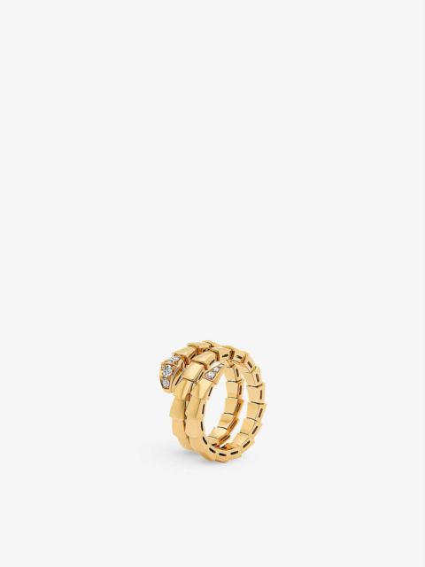 Serpenti Viper 18ct yellow-gold and 0.1ct round-cut diamond ring