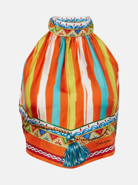 Dolce & Gabbana Striped halterneck silk top