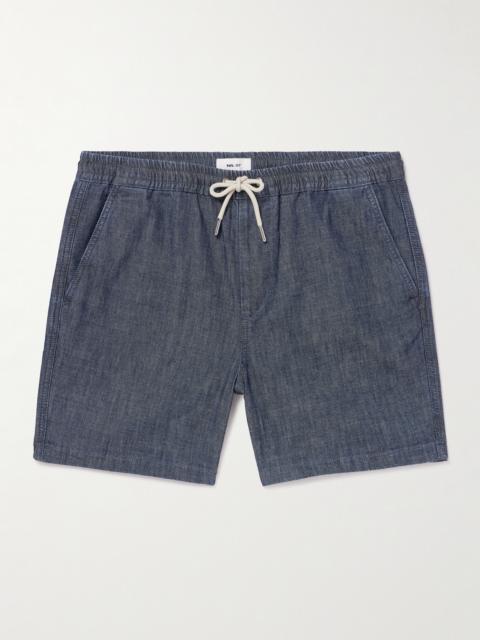 NN07 Gregor 10056 Straight-Leg Cotton-Chambray Drawstring Shorts