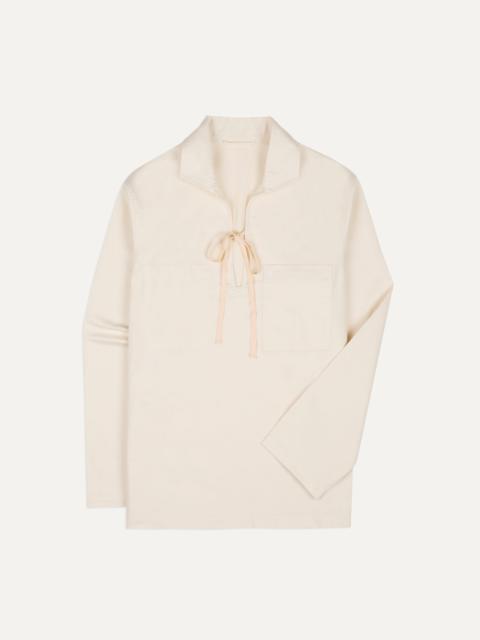 Drake's Ecru Cotton Tie Front Smock