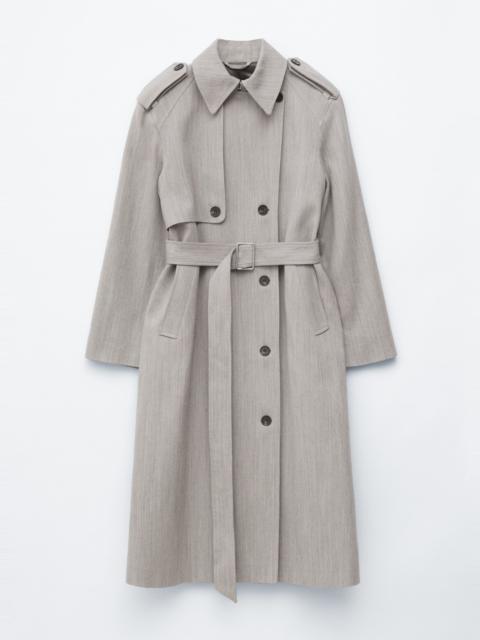 & Other Stories Cotton-Wool Tie-Belt Trench Coat