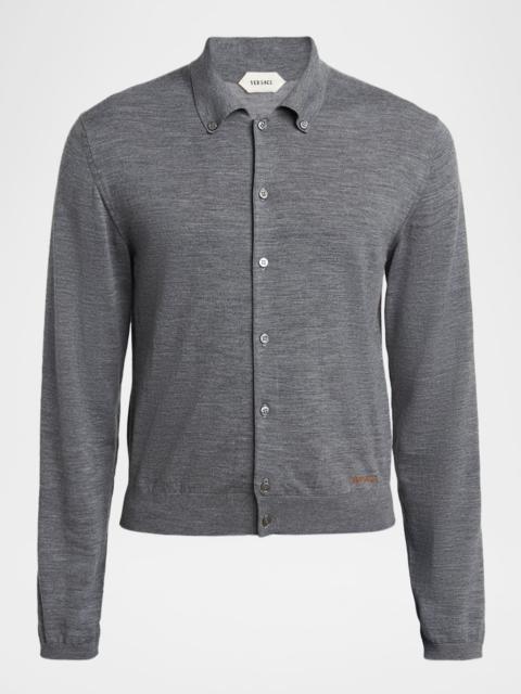 VERSACE JEANS COUTURE Men & apos;s Virgin Wool Button-Front Knit Sweater