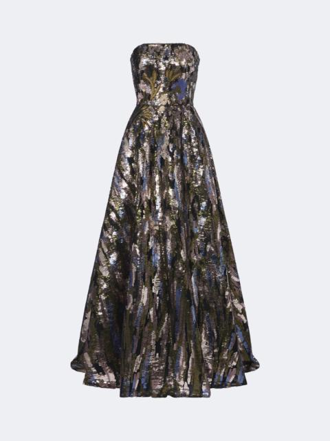 ELIE SAAB Embellished silk-blend bustier gown