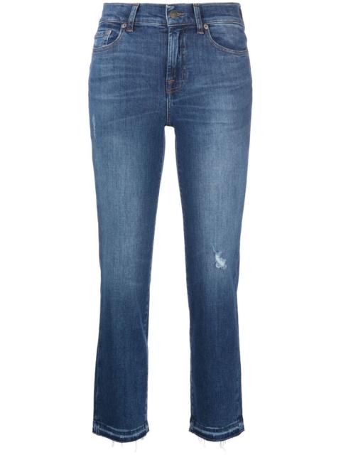 7 For All Mankind distressed mid-rise cropped jeans