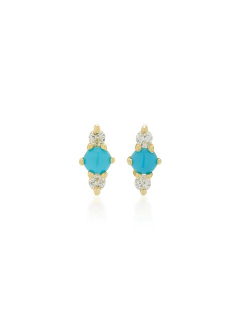 ILA Hanley 14K Gold Turquoise and Diamond Earrings blue