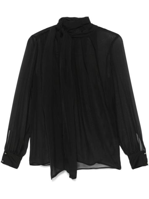 ELISABETTA FRANCHI voile tie-neck blouse