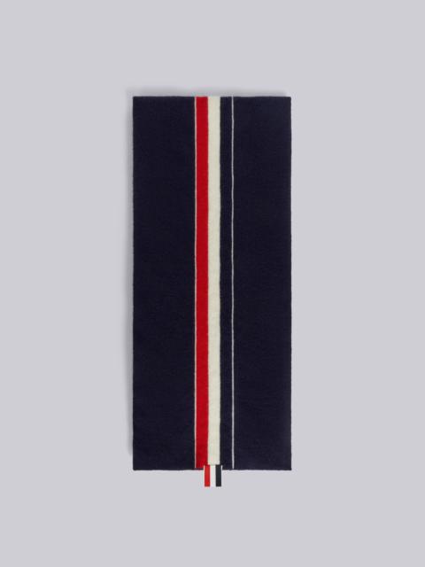 Thom Browne Navy Jersey Stitch Superfine Merino Wool Intarsia Stripe Scarf