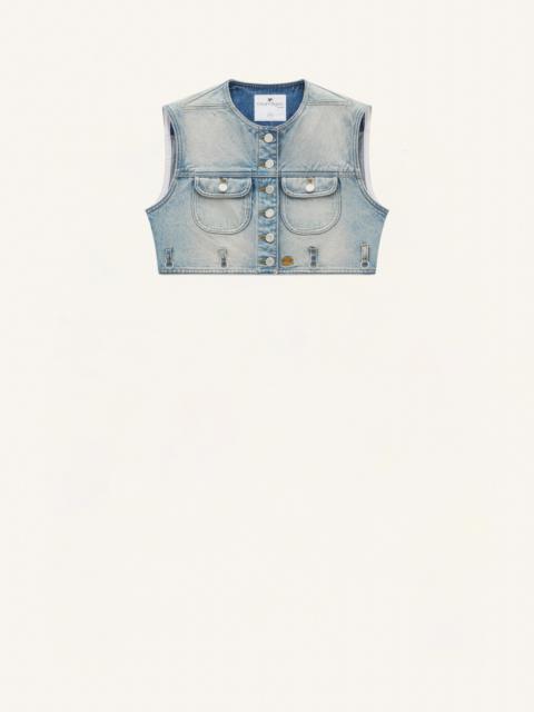 courrèges MULTIFLEX DENIM CROPPED VEST