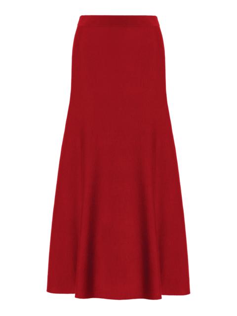 GABRIELA HEARST Freddie Knit Skirt in Scarlet Red Merino Wool Cashmere