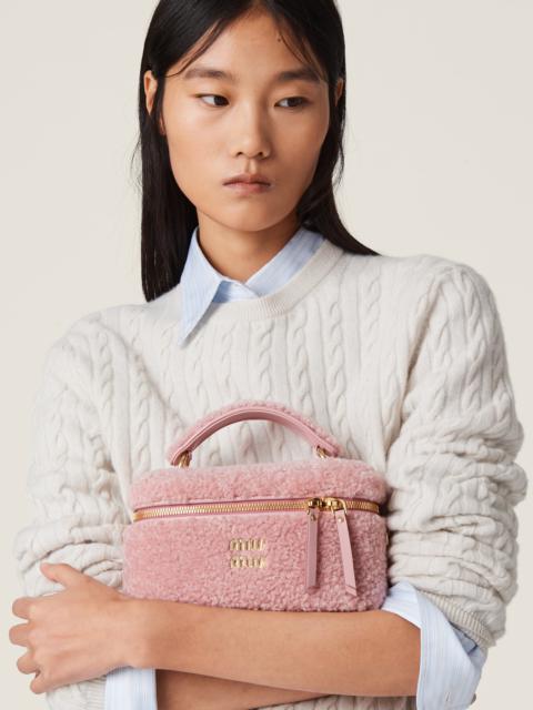 Miu Miu Shearling shoulder bag with leather details