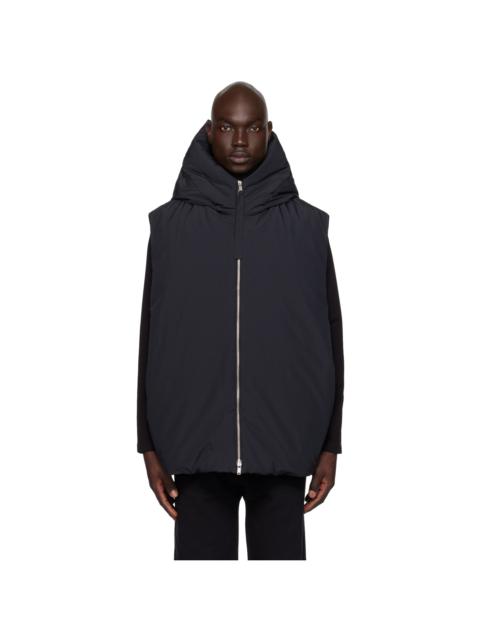 Jil Sander Black Hooded Down Vest