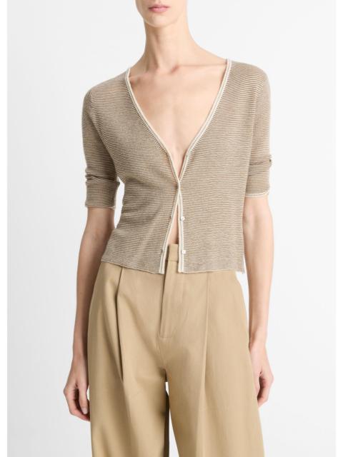 Vince Micro-Stripe Cashmere-Silk Cardigan