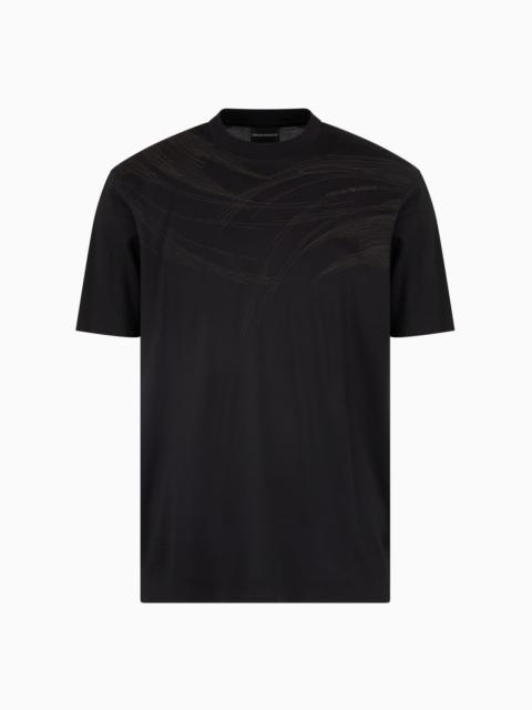 EMPORIO ARMANI ASV LYOCELL BLEND JERSEY T-SHIRT WITH STITCHING EMBROIDERY
