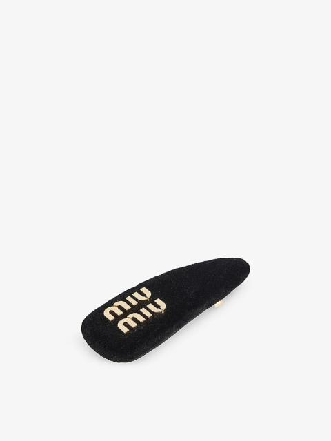 Miu Miu Brand-plaque wool and brass hair clip