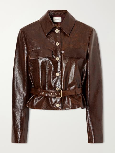 Sportmax Canditi Cropped Belted Coated-cotton Jacket