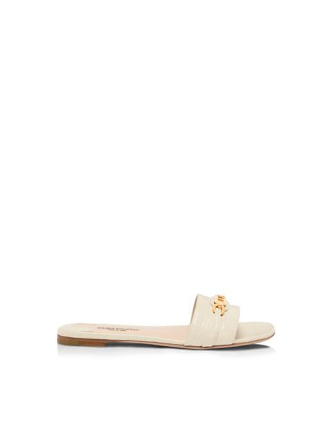 TOM FORD STAMPED CROCODILE LEATHER WHITNEY SLIDE