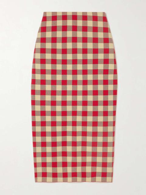 HIGH SPORT Petra gingham stretch-cotton jacquard midi skirt