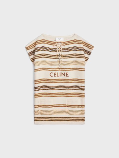 CELINE baja mini dress in celine striped cotton tweed