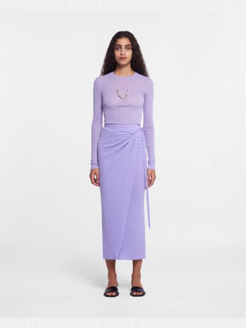 Mesh-Jersey Wrap Midi Skirt