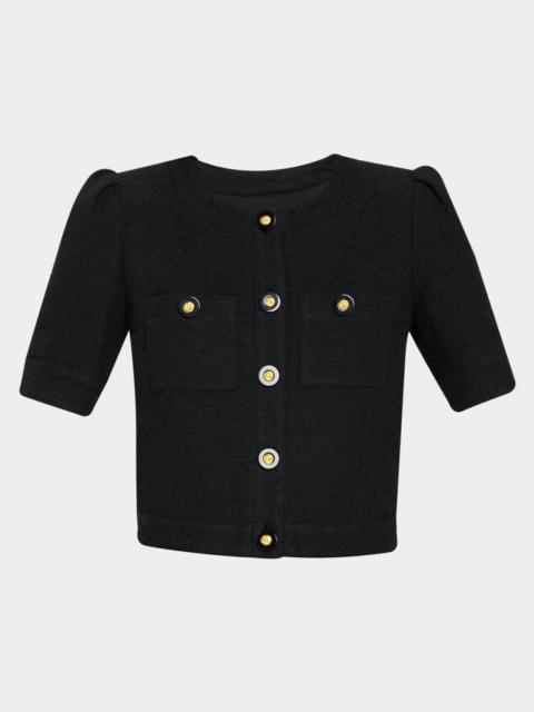L'AGENCE Allegra Tweed Short-Sleeve Top