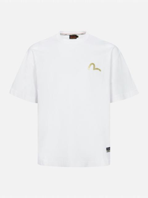 EVISU KAMON AND SEAGULL PATCHWORK APPLIQUÉ LOOSE FIT T-SHIRT