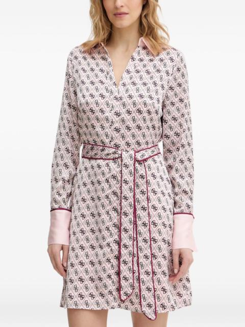 GUESS USA Blerta collar belted monogram mini dress