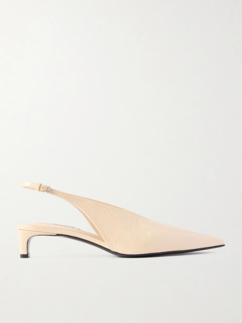 Jil Sander Crinkled Patent-leather Slingback Pumps