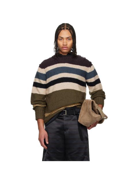 sacai Multicolor Horizontal Stripe Knit Pullover Sweater