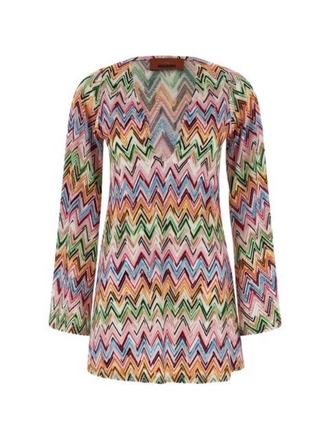 Missoni zigzag openwork V-neck dress