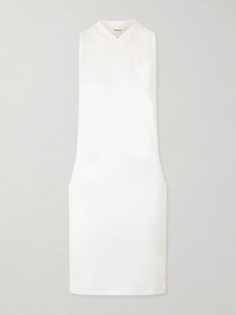 VERSACE Sleeveless Embroidered Stretch-cotton Jersey Dress