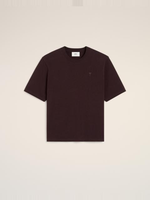 AMI Paris BURGUNDY COTTON TONAL AMI DE COEUR T-SHIRT