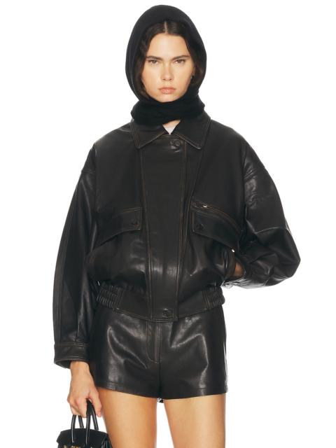 AEXAE Leather Distressed Moto Jacket