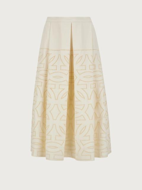 FERRAGAMO SKIRT WITH SANGALLO LACE EMBROIDERY