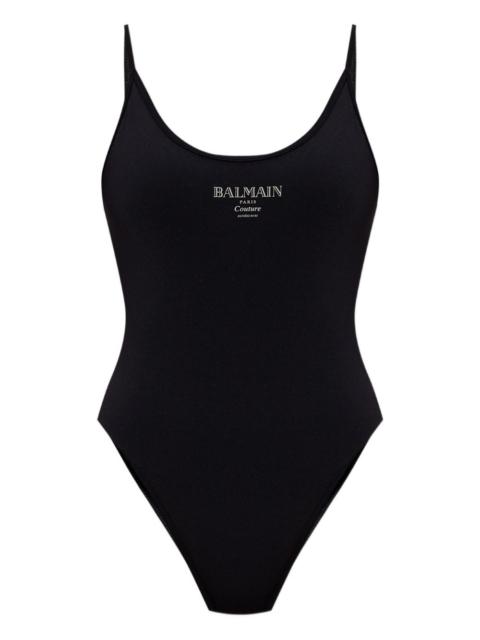 Balmain logo-print swimsuit