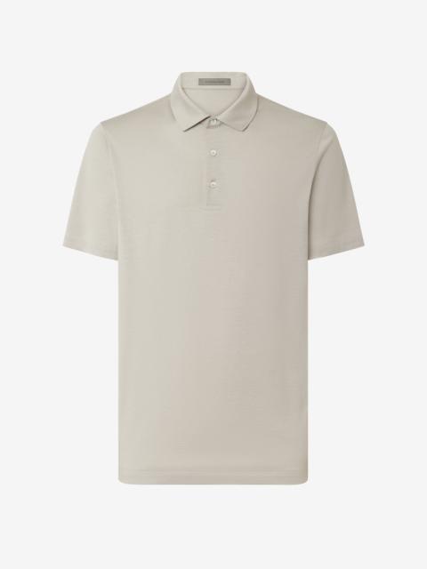 CORNELIANI Grey button-up luxury jersey polo shirt