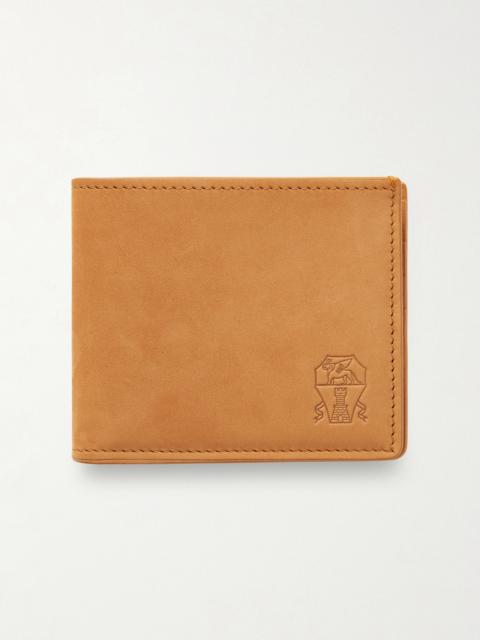 Brunello Cucinelli Logo-Debossed Suede Billfold Wallet