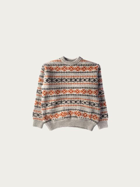 Kapital 3G Wool YELLOWKNIFE Fair Isle Crew Sweater - Orange