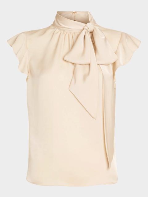 RAMY BROOK Balinda Tie-Neck Satin Blouse