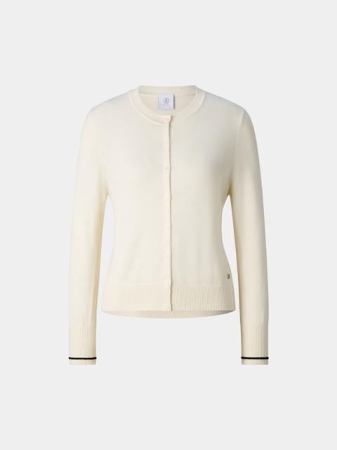 BOGNER Azou Virgin Wool and Silk Knit Jacket in Off-White
