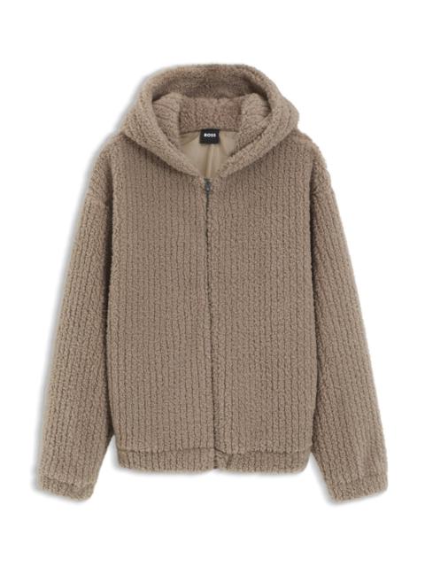 BOSS ZIP-UP HOODIE CRAFTED IN TEDDY FABRIC