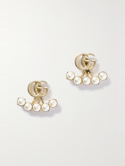 GUCCI Gold-tone faux pearl earrings