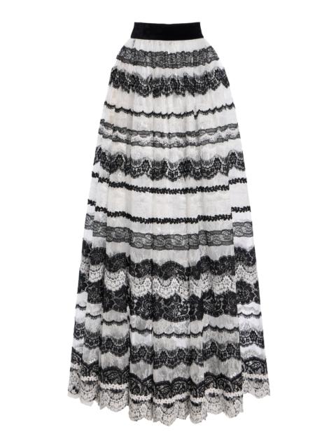 CAROLINA HERRERA Lace-Detailed Maxi Skirt black/white