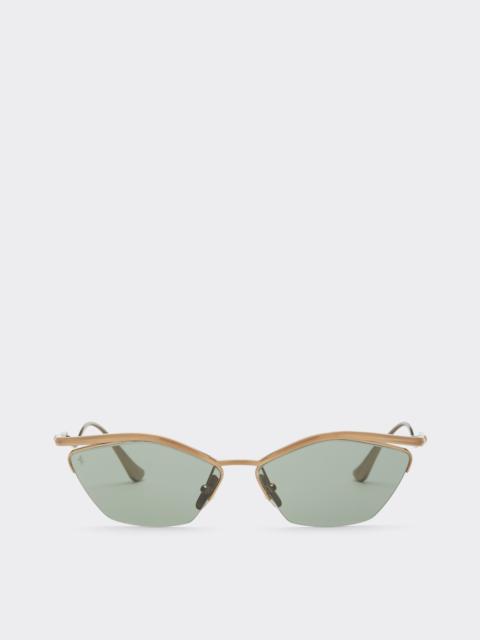 Ferrari Ferrari sunglasses in shiny gold-colored titanium with dark green lenses